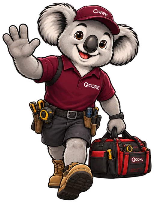 Corey waving while carrying his QCore tool bag